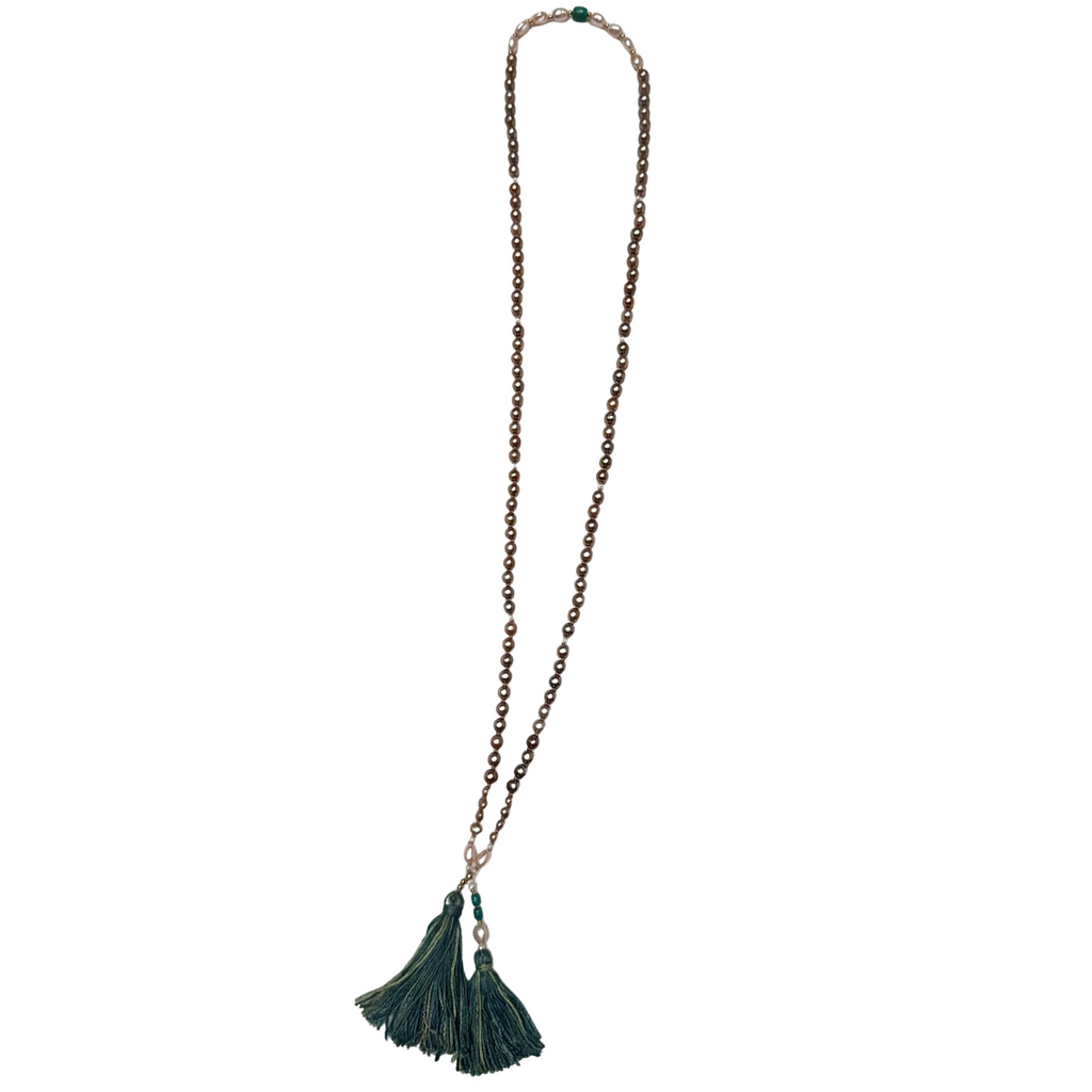 Virya Mala | Chocolate, Pink & White Pearl Mala for Strength, Energy & Courage-0