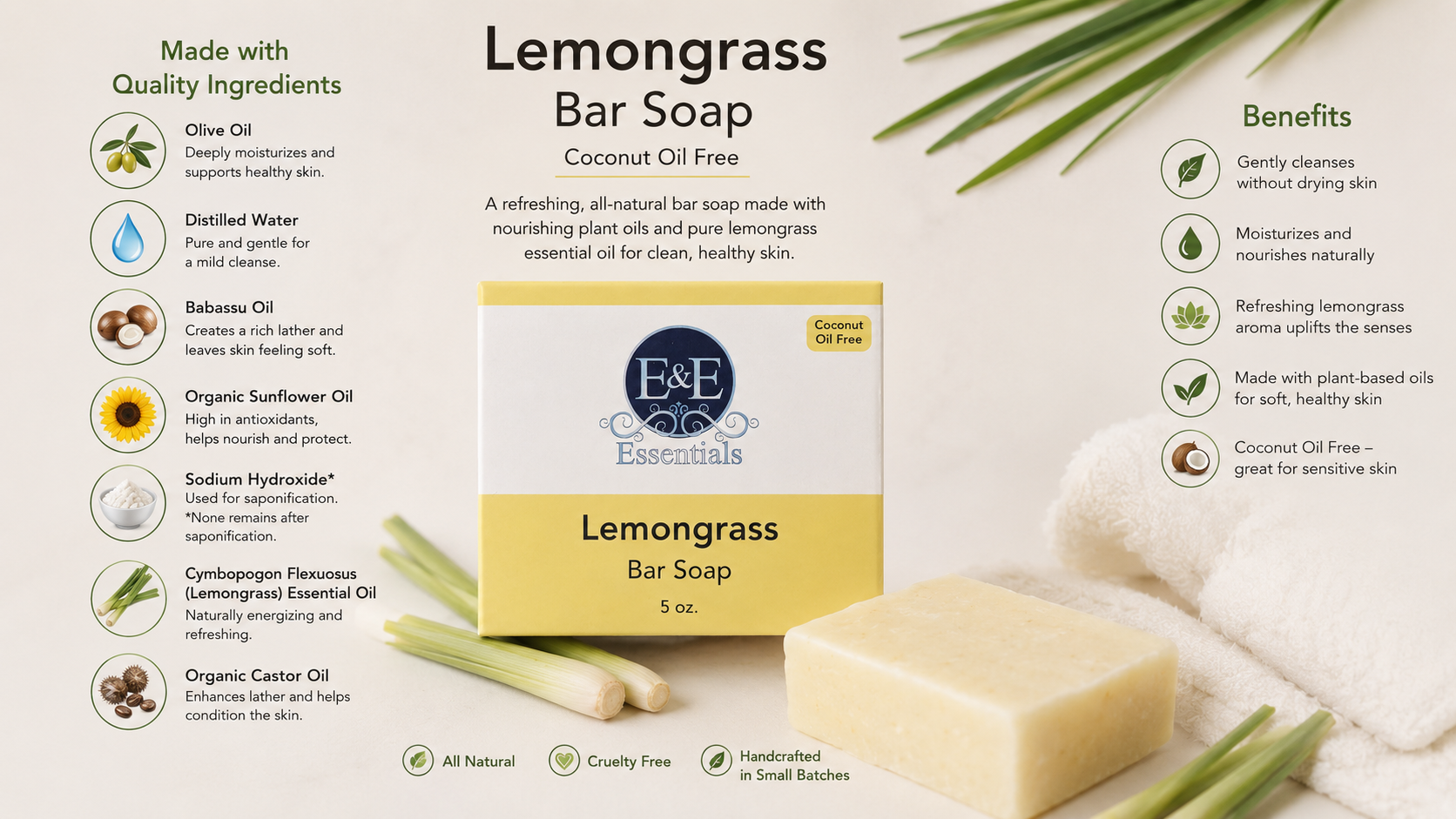 Lemongrass Bar Soap (Coconut Oil Free)-1