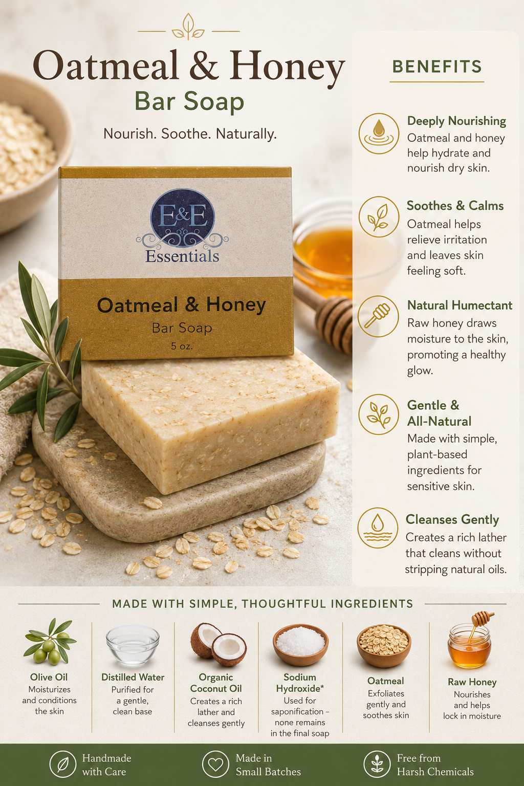 Oatmeal & Honey Bar Soap-1
