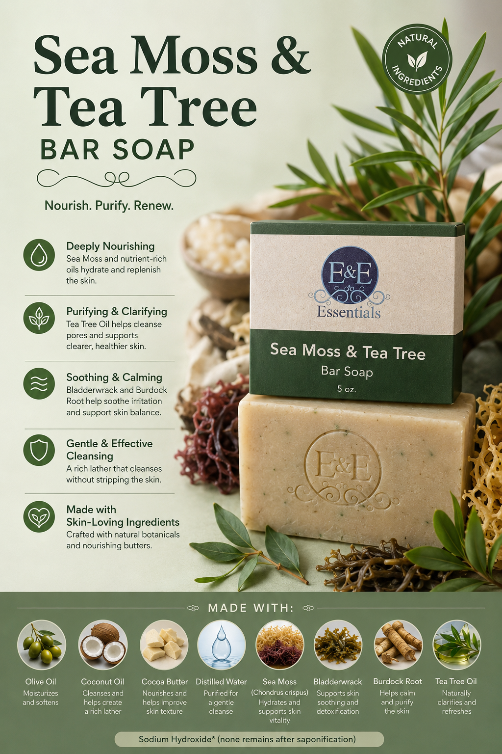 Sea Moss & Tea Tree Bar Soap-1