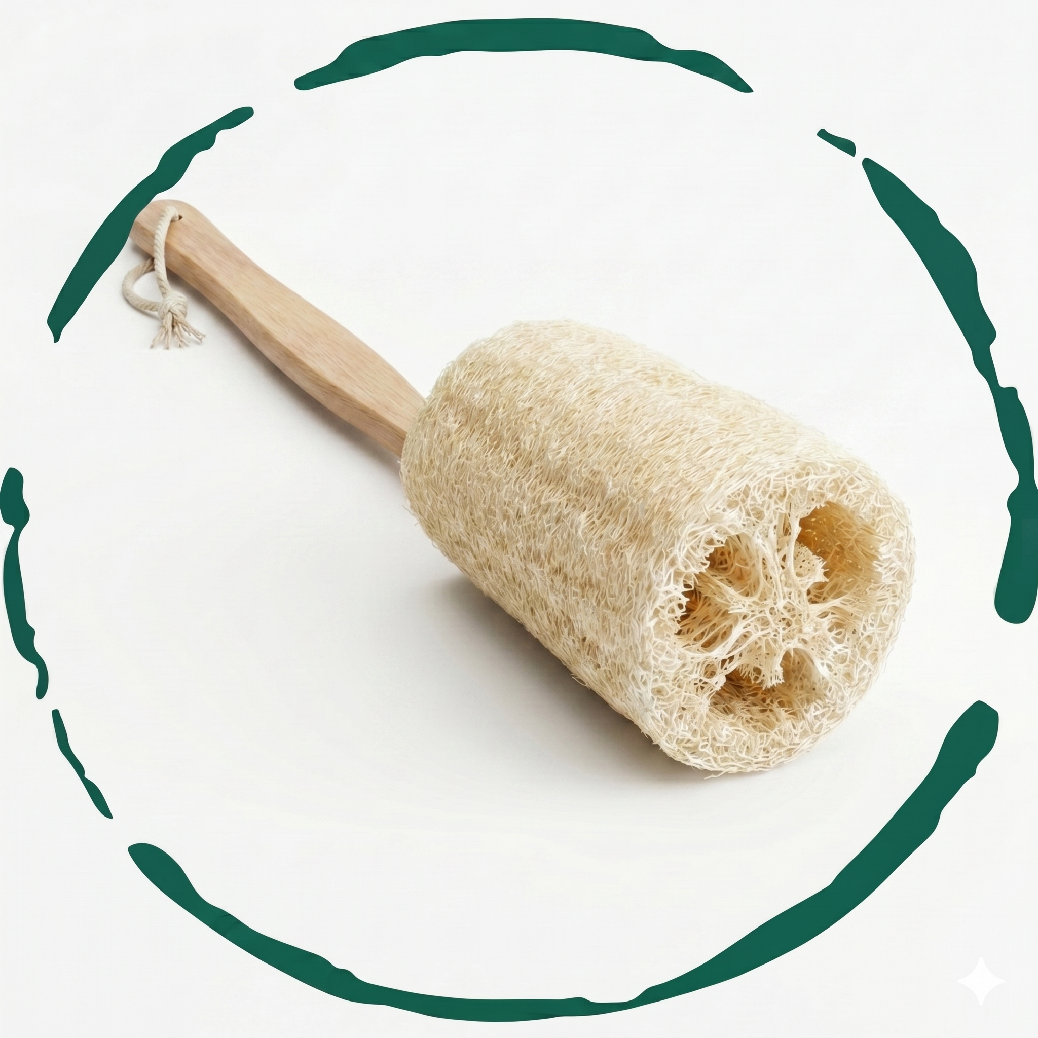 Natural Loofah Bath Brush w/Long Handle.-0